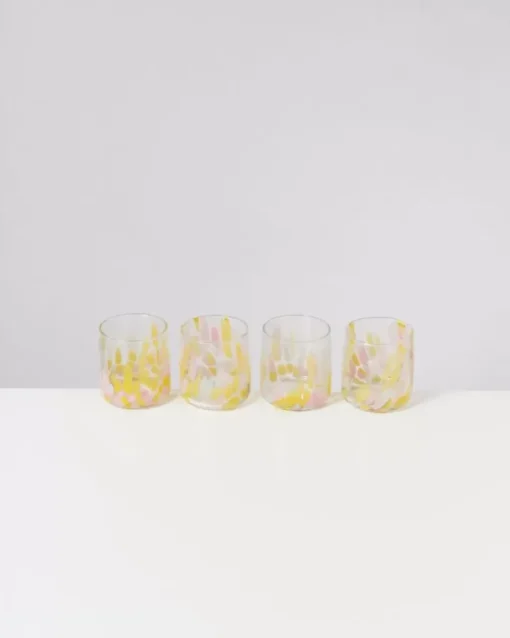 Motel a Miio Alegria 4Er Set Glas Klein Big Drops Rosa Gelb Best