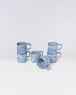 Motel a Miio Cordoama 6Er Set Tasse Klein Blau Gesprenkelt New