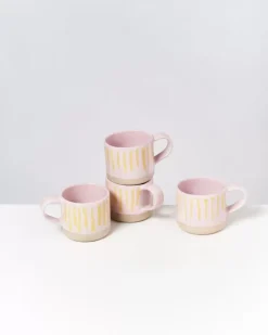 Motel a Miio Nodoa 4Er Set Tasse Rosa Gelb Gestreift Discount
