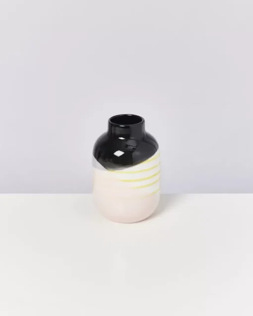 Motel a Miio Nuno Vase M Schwarz Rosa Gelb Gestreift Discount
