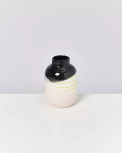 Motel a Miio Nuno Vase M Schwarz Rosa Gelb Gestreift Sale