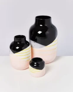 Motel a Miio Nuno Vase M Schwarz Rosa Gelb Gestreift Sale
