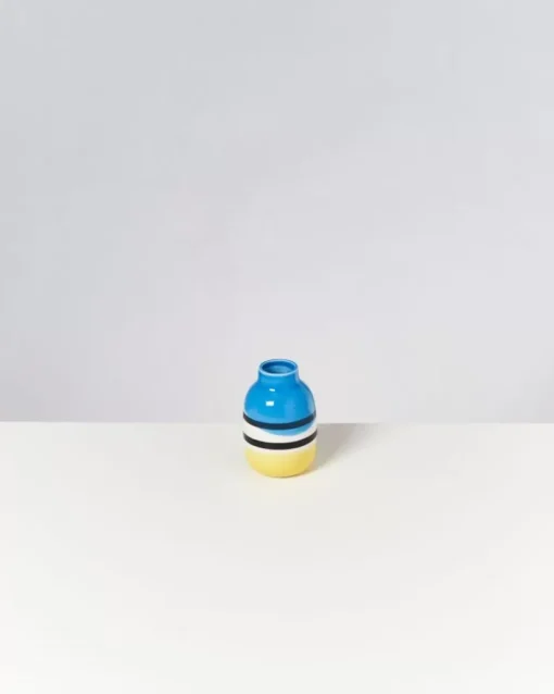 Motel a Miio Nuno Vase S Schwarz-Weis Gestreift Mit Blau New